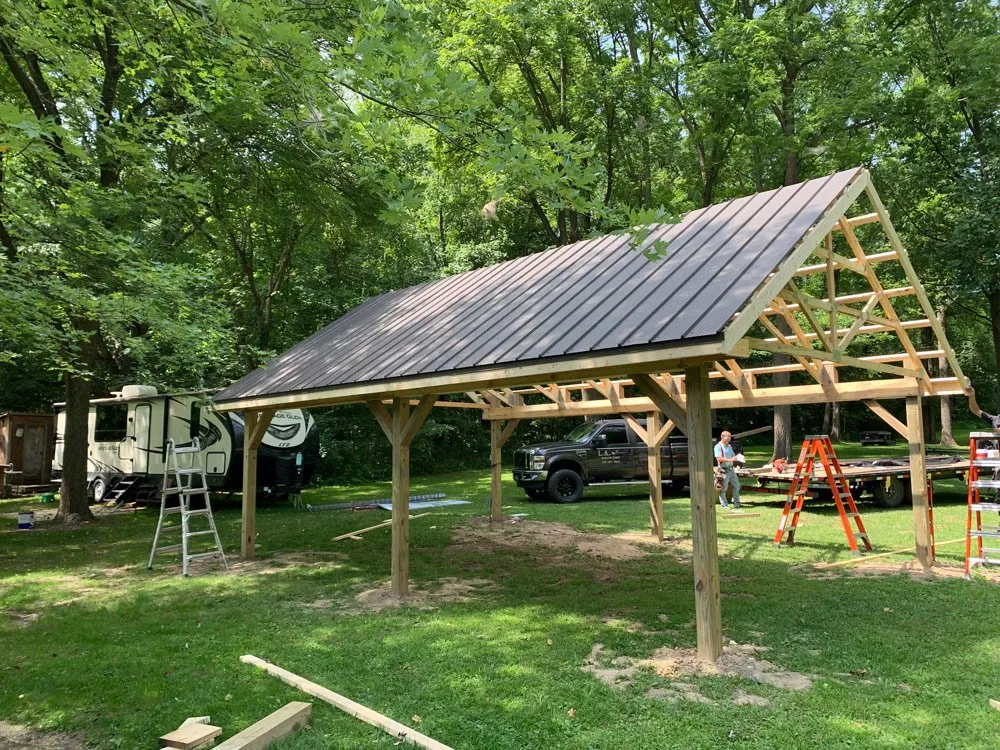 Custom pole structure build in progress